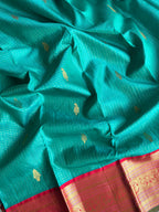 Turquoise Vintage Kanjivaram Silk Saree