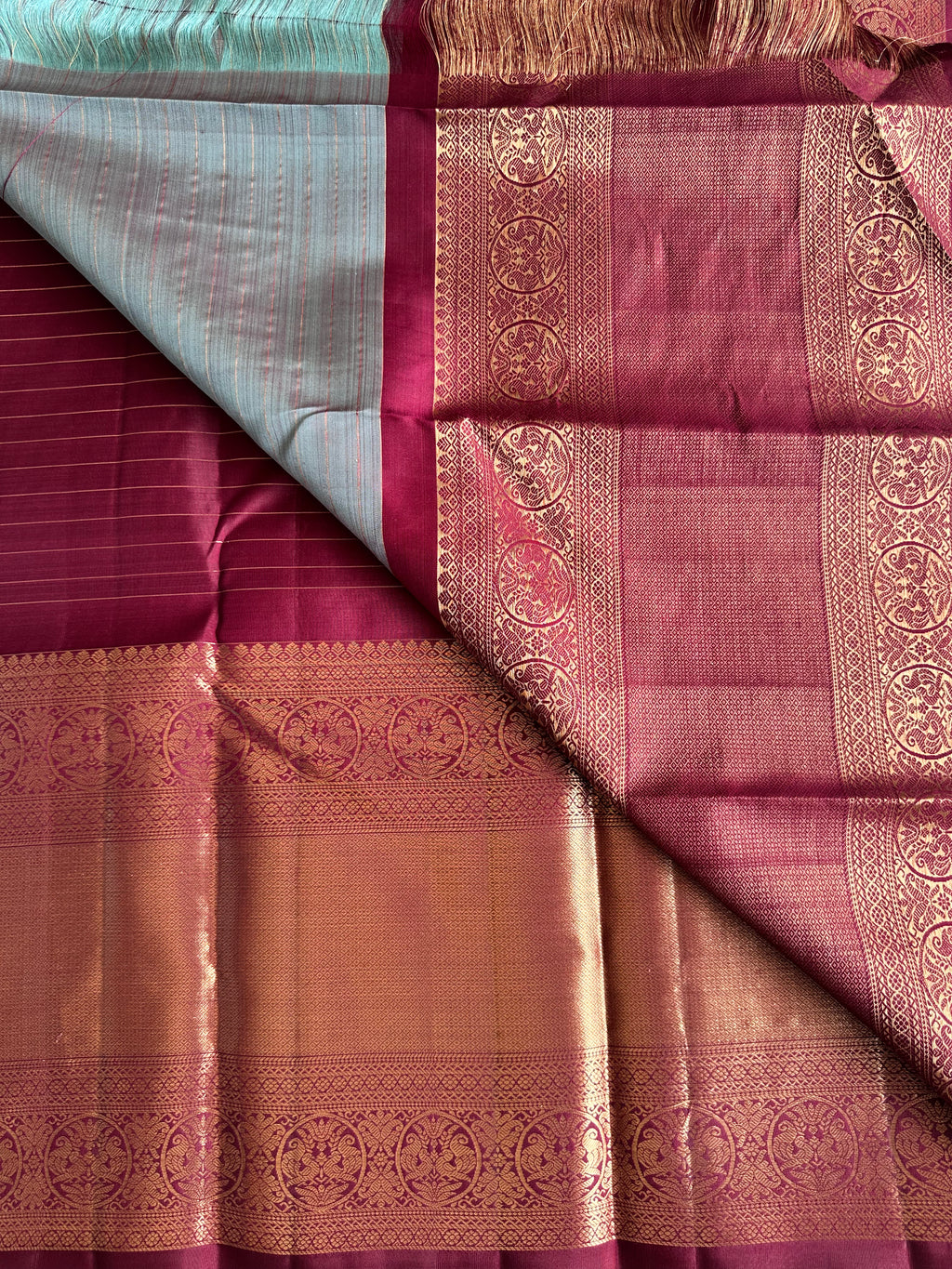 Dual Tone Grey Vintage Kanjivaram Silk Saree