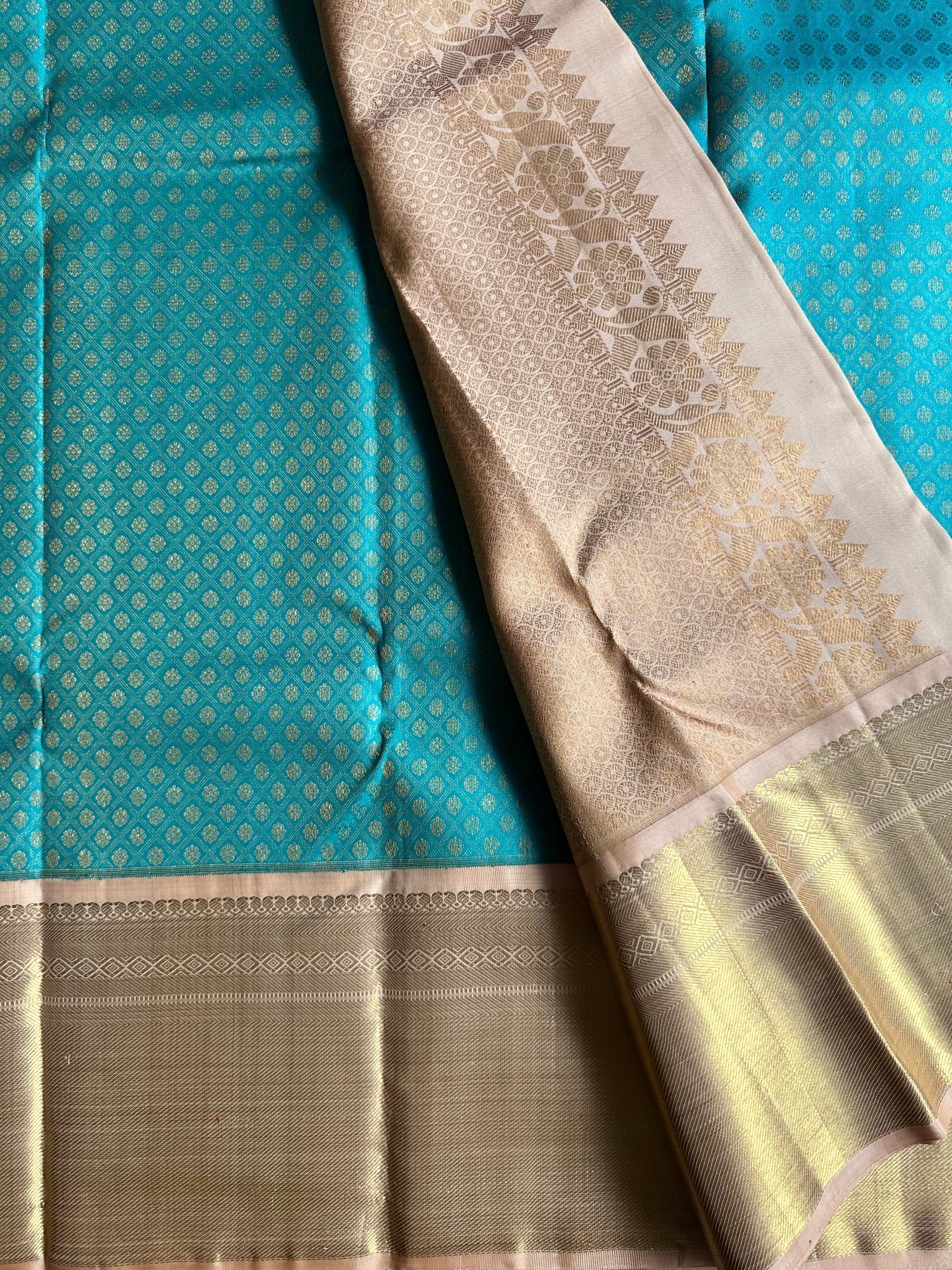 Turquoise Traditional Kanjivaram Silk Saree