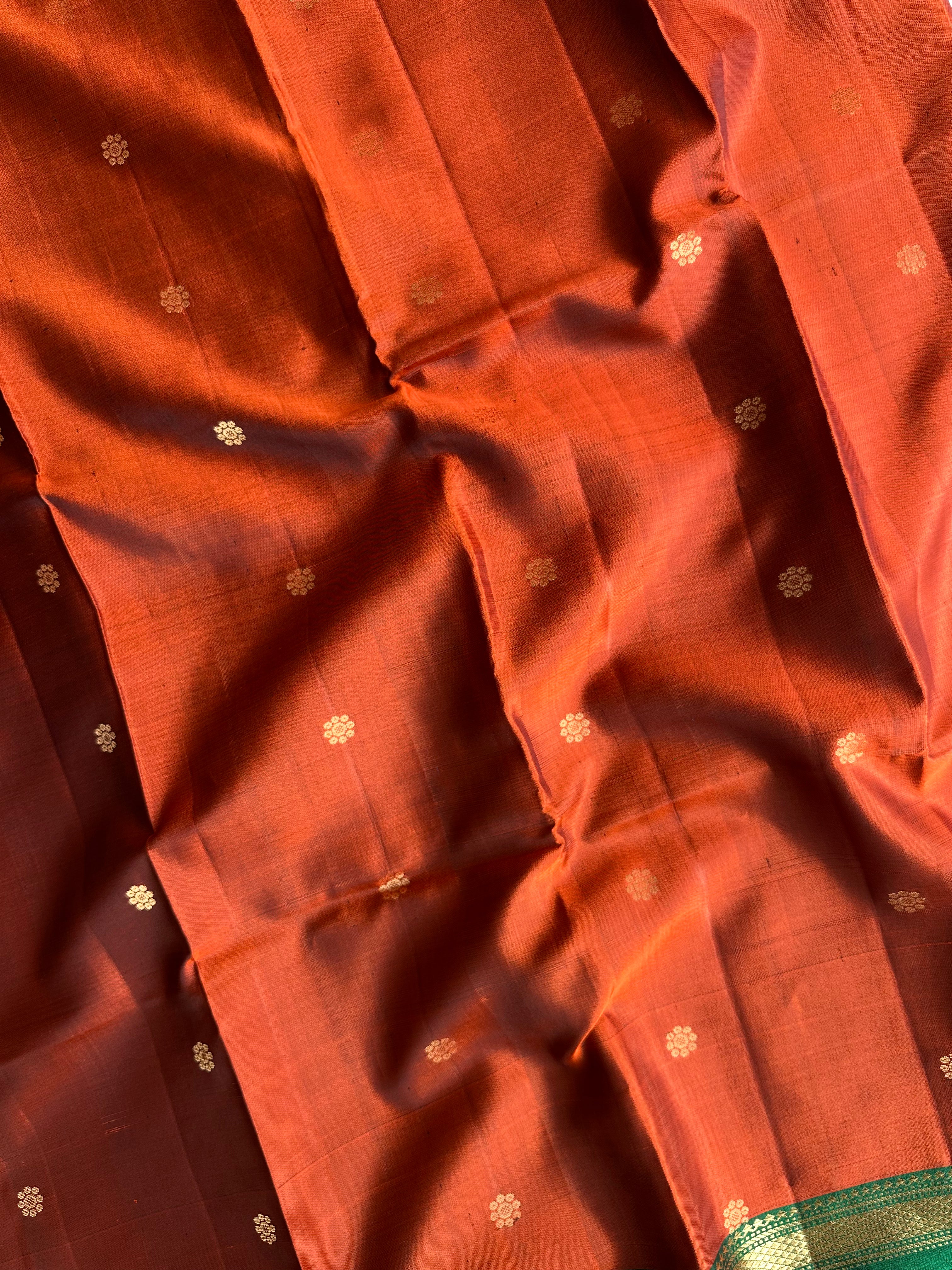 Burnt Orange Soft Silk Saree