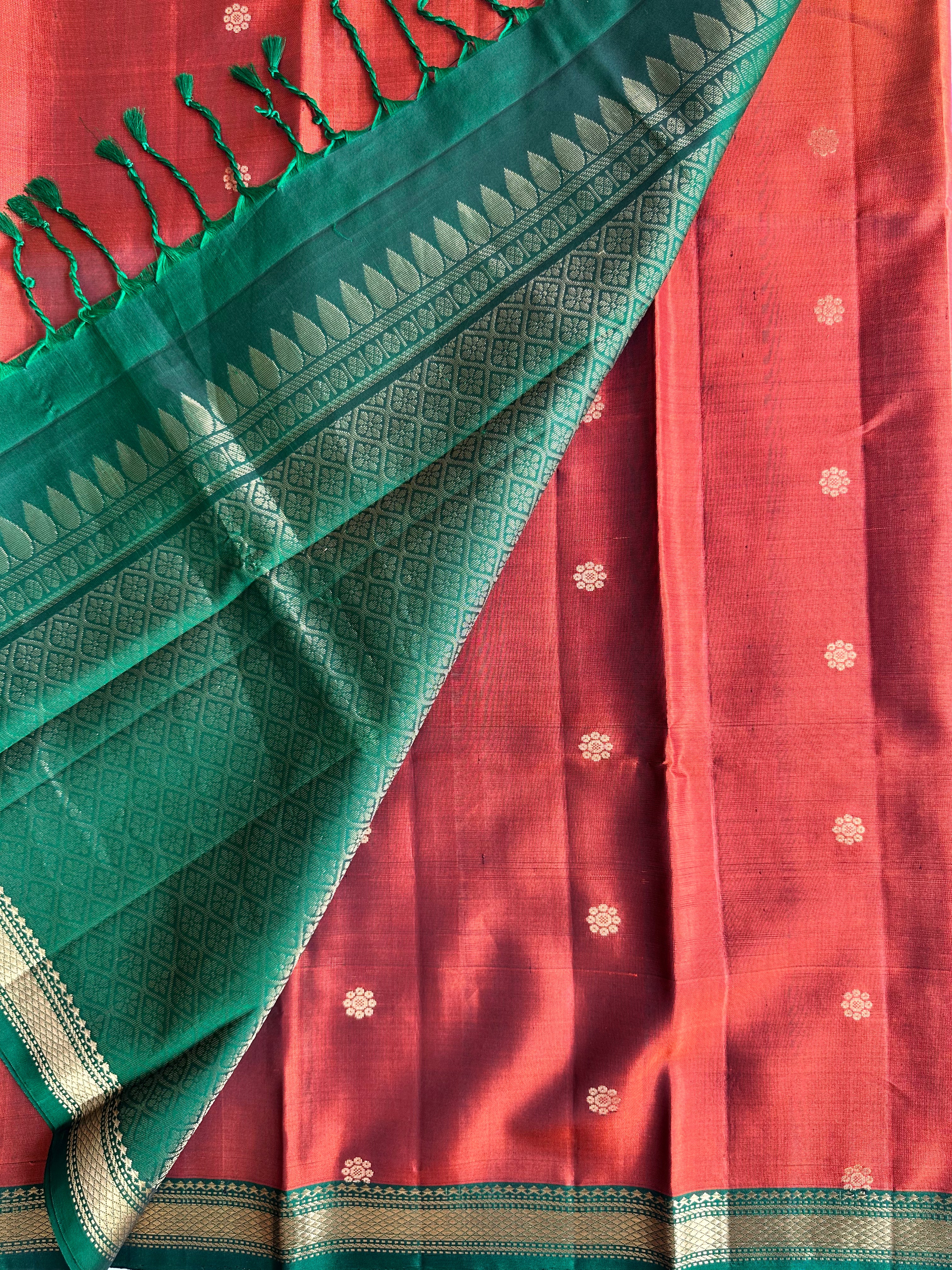 Burnt Orange Soft Silk Saree